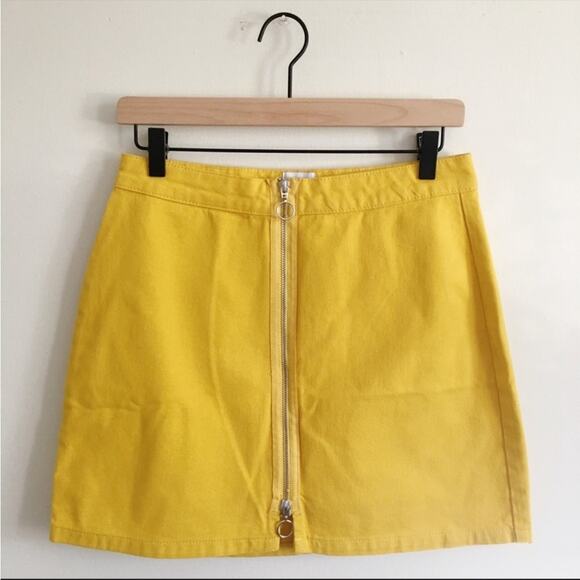 Urban Outfitters BDG Bright Yellow Adonita Zipper Front Mini Skirt Women’s S - Picture 6 of 9